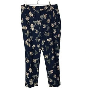 Cynthia Rowley Navy Blue Floral Ankle Cropped Pants 10